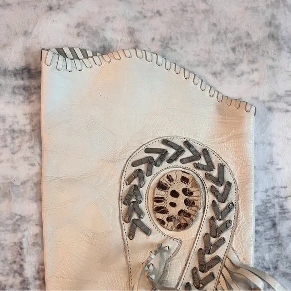 Vintage White Leather Fringe Cowboy Boot Paola Fellicce Size 9.5 - Picture 3 of 8